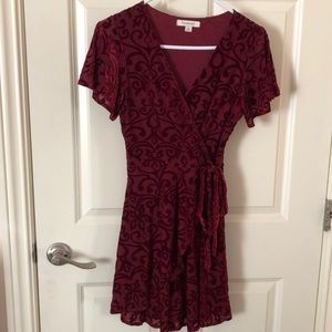 Francesca’s velvet wrap dress